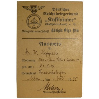 Membership card - Deutscher Reichskriegerbund Kyffhäuser. Espenlaub militaria